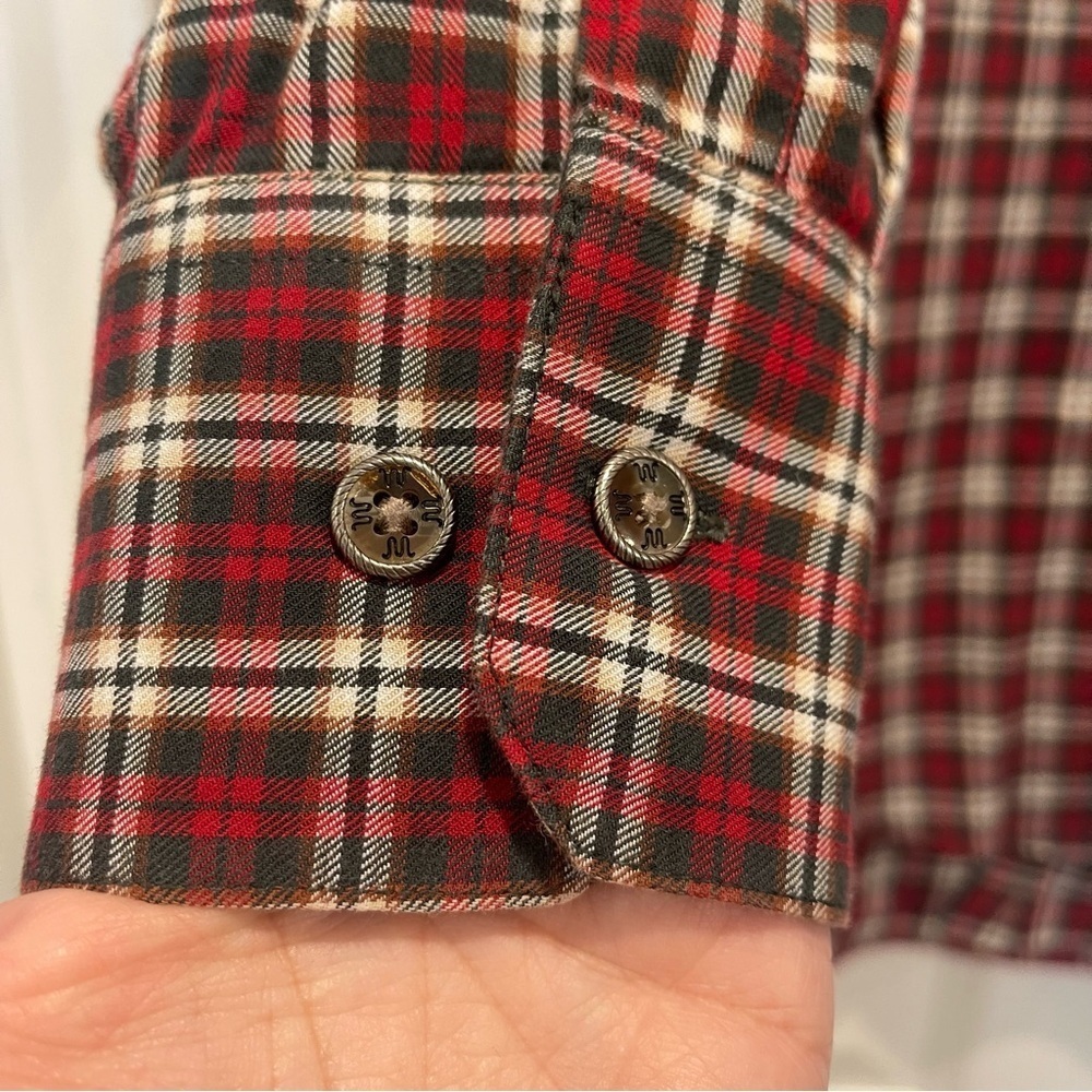 King Ranch Two Pocket Button Up Shirt Men’s Med Red Plaid Cowboy Western Cotton - Picture 5 of 11